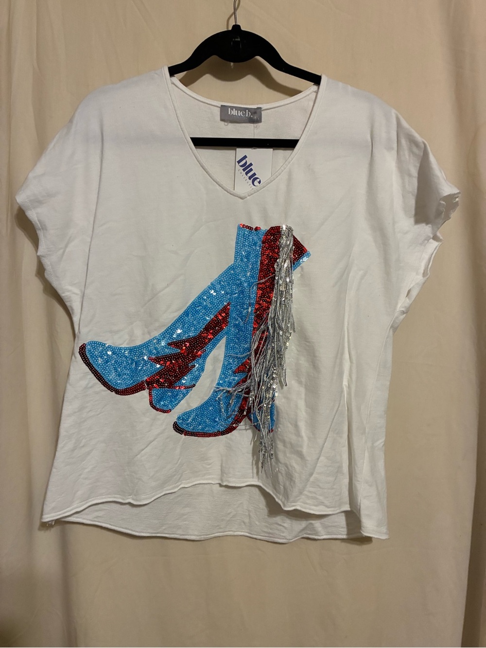 Blue B Sequins Fringe Boot Shirt